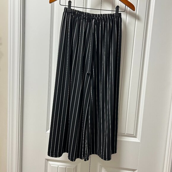 Vintage Elastic Waist Pants Black and White Stripes - Picture 2 of 10
